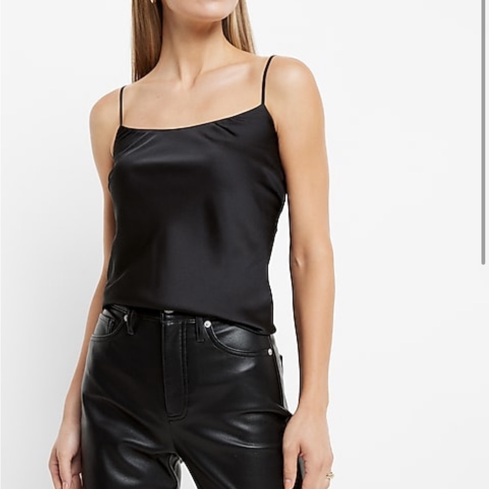 NWOT Express Black Satin Scoop Cami Top- extra small